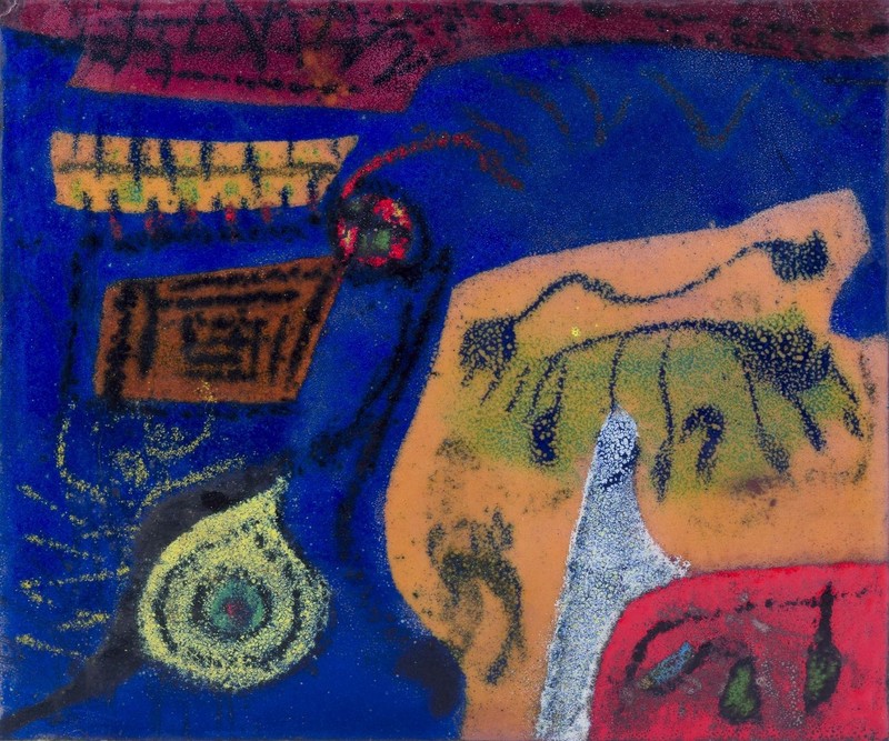 Scandinavian artist. Multicoloured abstract composition, enamel work.