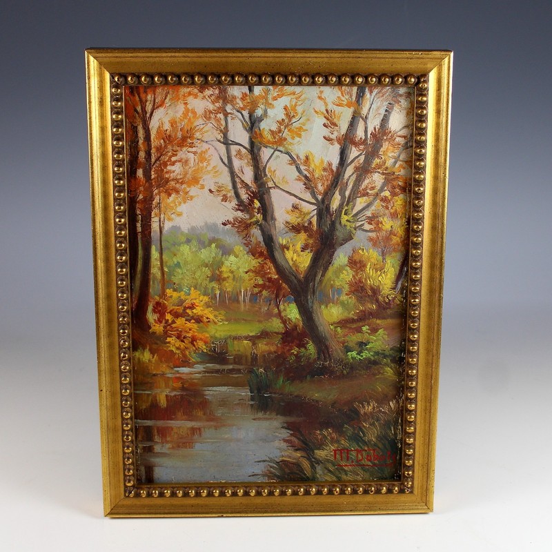 Oil on Board Autumn Scene Signed by M. Dubois