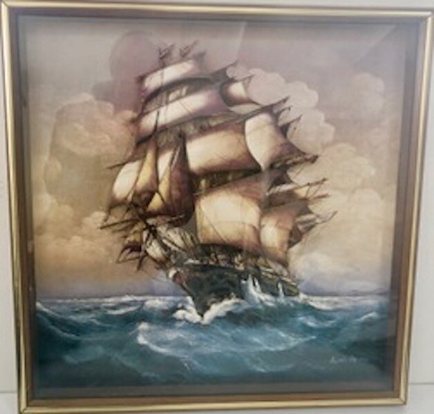 Rare Signed Andres Orpinas Original Three Dimensional Ship. Mid 1900’s