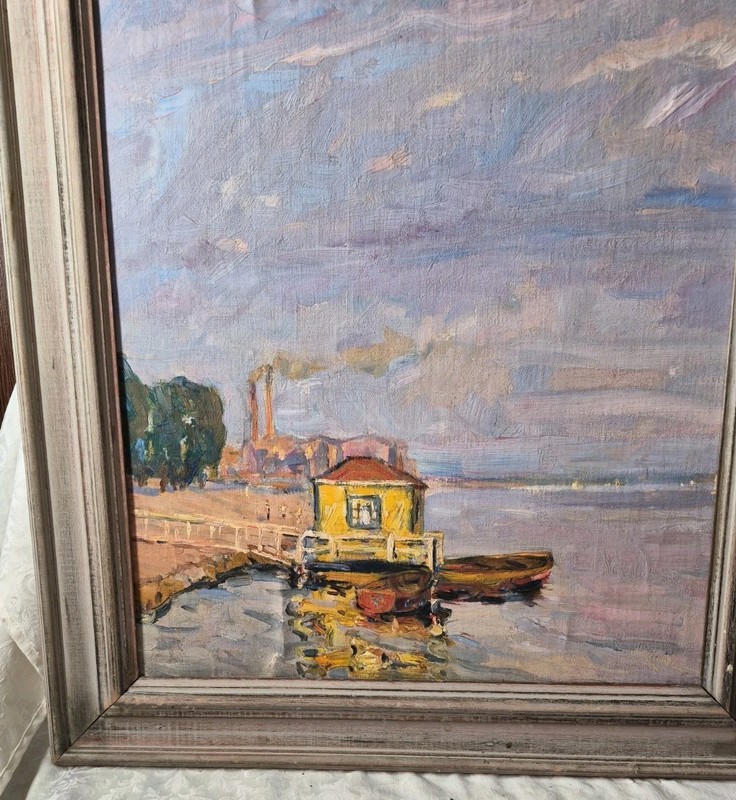 American Painting Landscape Impressionism Nautical Aquired Boston estate Huge gallery