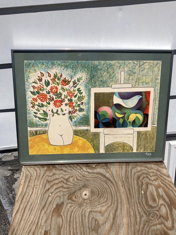 Mid Century 18.5x24in Abstract art #36/260 Pessa signed *RARE*