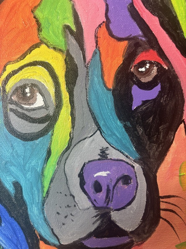 Psychedelic Pup: Original Acrylic Painting Dog, 11x14, Office Home Decor gallery