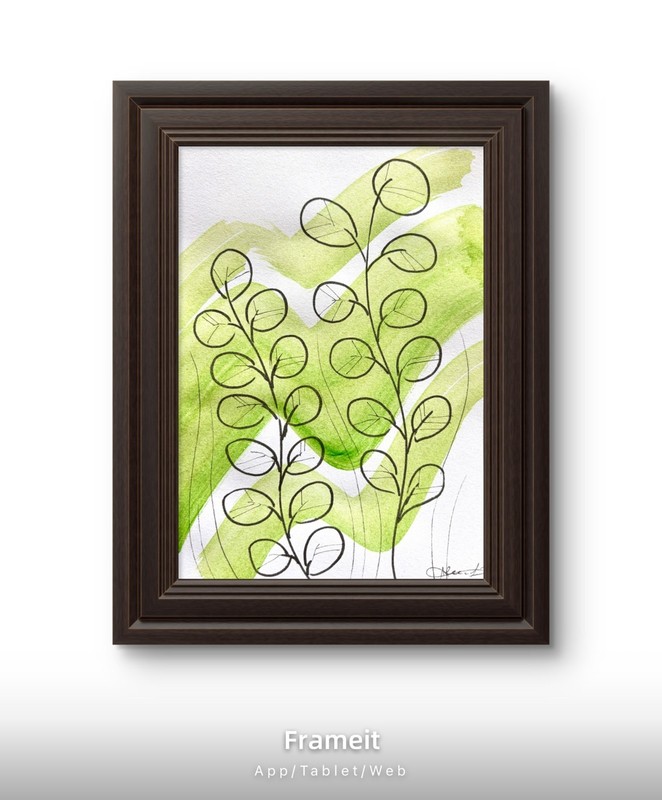 Original Eucalyptus Zig Zags Painting by Alannah Dyer- Art 5×7 in. Boho Leaves