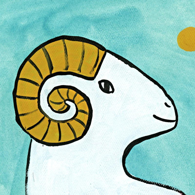 Aries Ram Zodiac Painting, Whimsical Astrology Art 8x10 gallery