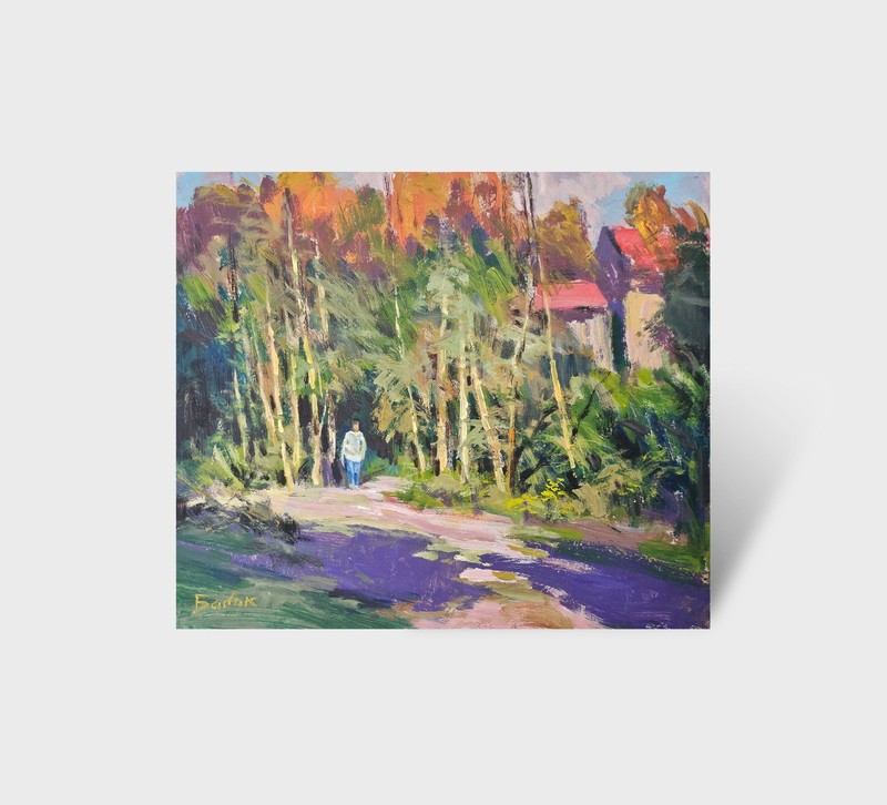 Oil painting The walk Ukrainian painter canvas Unframed original Decor landscape