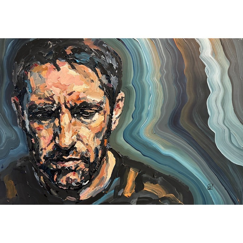 ORIGINAL Impasto Portrait Trent Reznor NIN Nine Inch Nails Painting Art 19"