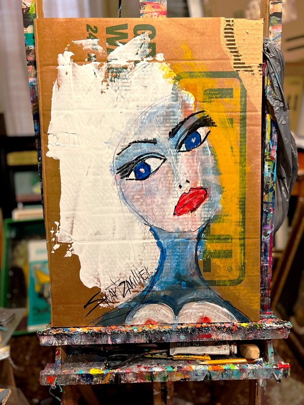 1 of SERIES of 6 unique PAINTINGS upcycled NUDE original SWARTZMILLER DNA SIGNED