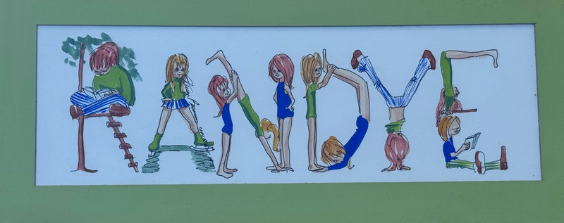 STUART BAUMAN DRAWING RANDYE GIRL’S NAME ORIGINAL PAINTING ROOM ACROBATIC CHILD
