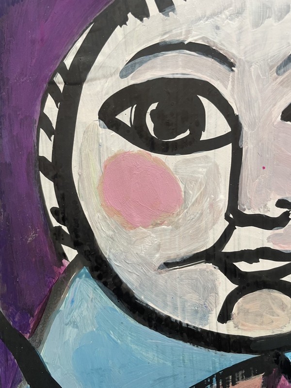 Picasso Pablo Original Painting Child Child's Room Cubist Signed Spanish Art F72 gallery