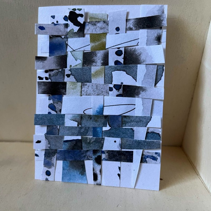 ACEO Original Art Card 2.5 x 3.5 Watercolor mini painting abstract collage