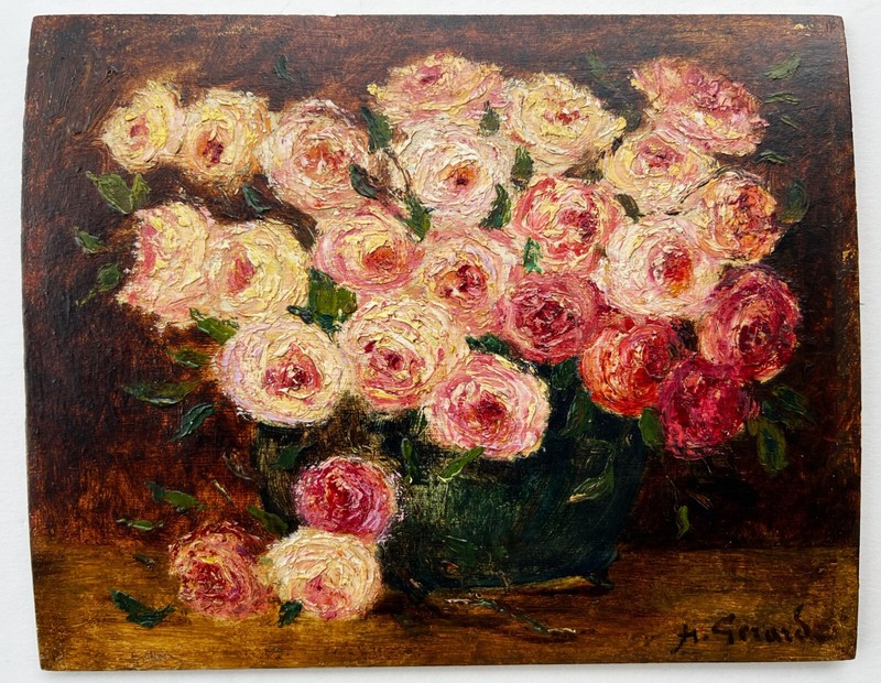 Post Impressionist Bouquet of Roses Henri Gerard 1860-1925, listed French artist gallery