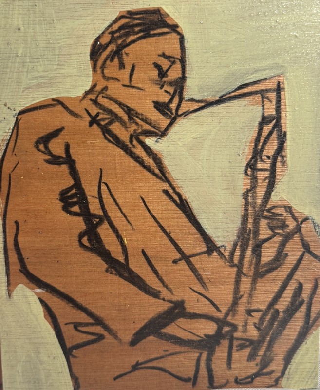 Original Jazz John Coltrane Painting on Wood Panel OOAK 6×8