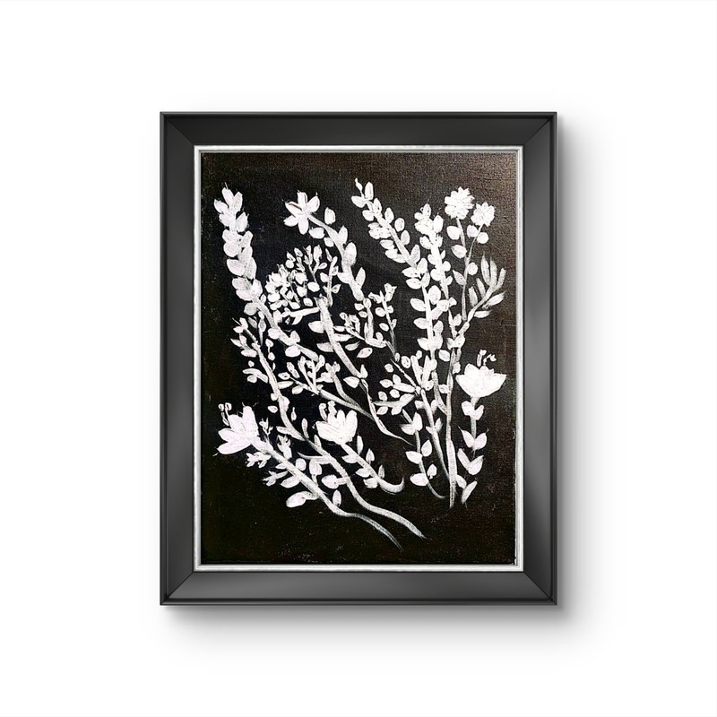 Black and White Botanical Painting Original Acrylic Floral Minimalist Art gallery