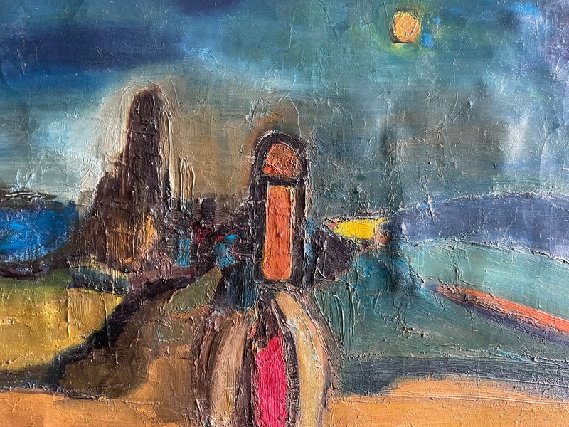 Georges ROUAULT - Biblical Scene - Antique Original Large Oil on Burlap 1940's gallery