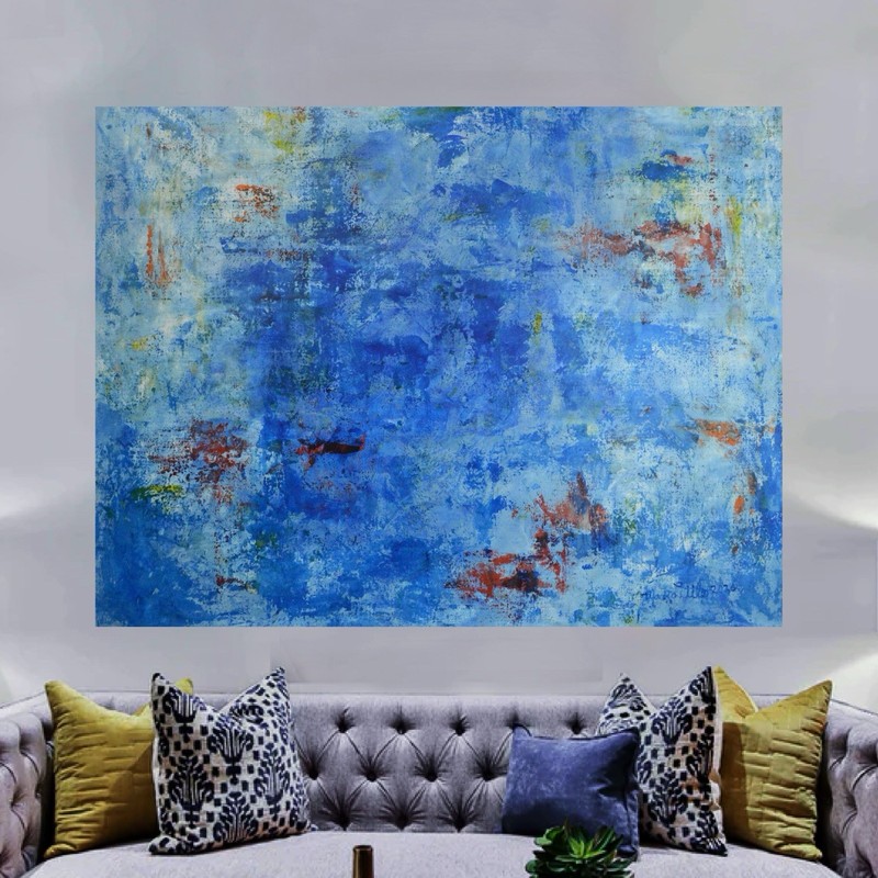 Mark Little Original Giant Canvas Painting 81”X62” (6 Foot 9 inch) Abstract XXL