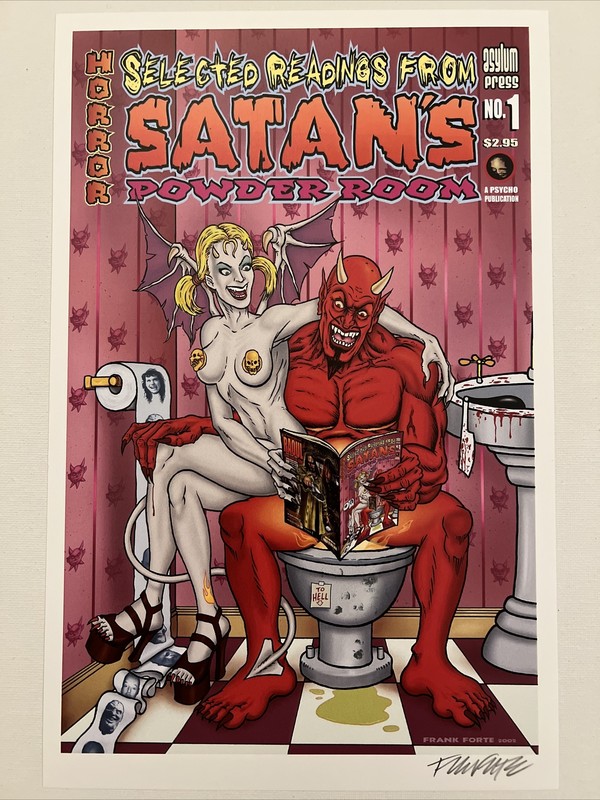 Frank Forte Satan ‘s Powder Room Print 7”x11 Signed W/ COA Sexy Pop Surrealism