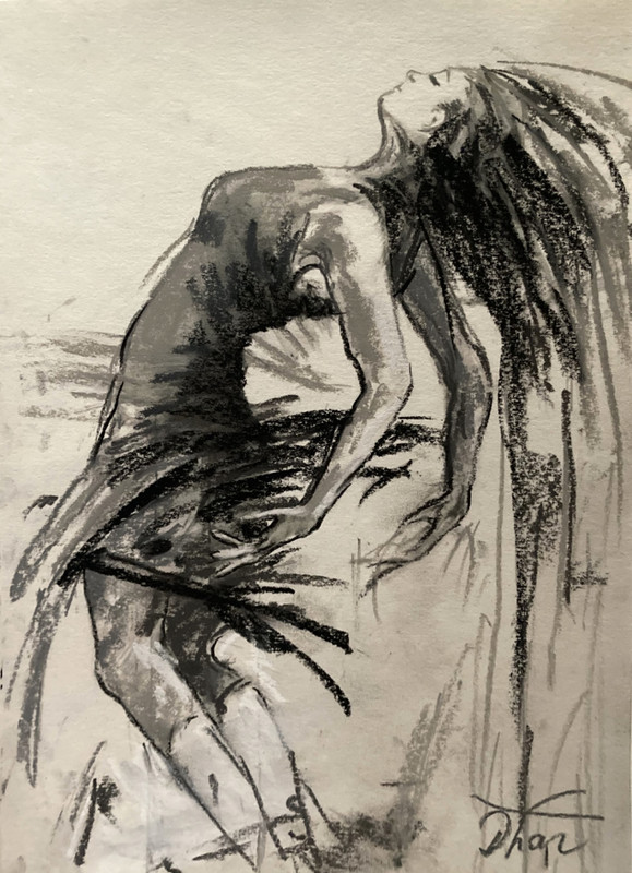 girl exercising Pastel Painting Drawing Dorothy Laz