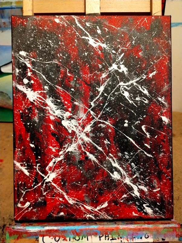 CRAZY ABSTRACT EXPRESSIONISM PAINTING STRETCHED CANVAS..11 X 14 BY: JORDO gallery