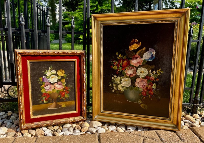 Mid Century Oil On Canvas By Impressionist Painter L. Ruggeri Bouquet Of Flowers gallery