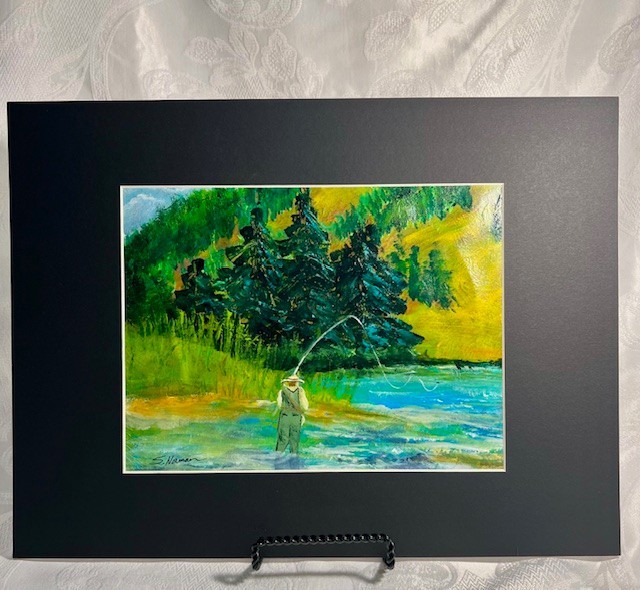 Acrylic painting Original «Fly Fishing» by Suzanne Norman