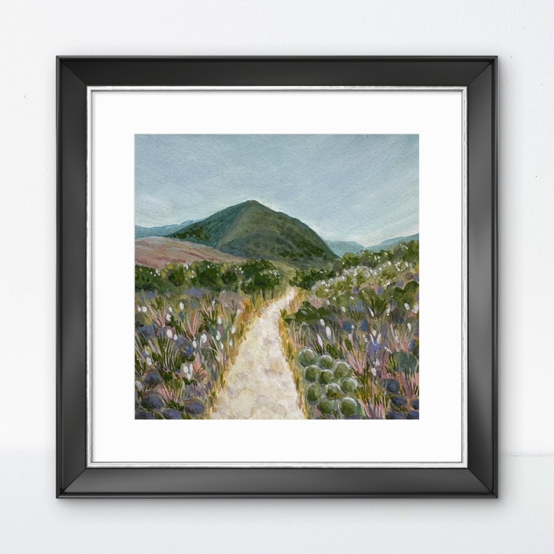 Original Landscape Painting Gouache 6 x 6 Mountains Guadalupe National Park Art