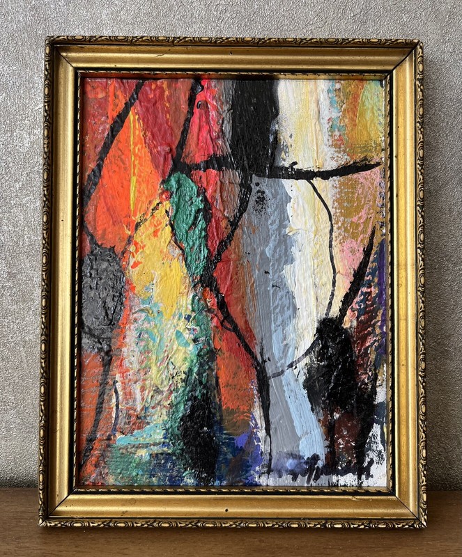 Danish Artist Rolf Gjedsted Abstract Composition Modern Art 27x21cm