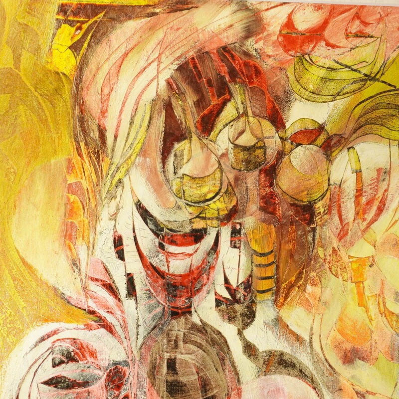 1991 Oil abstract painting by Jean-Marie Gerola, Italy, frame size W26”×H33” gallery