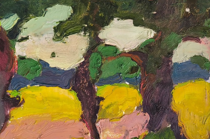 Under the Trees, 23x37 cm, Cardboard, Painting by Shandor Alexander gallery