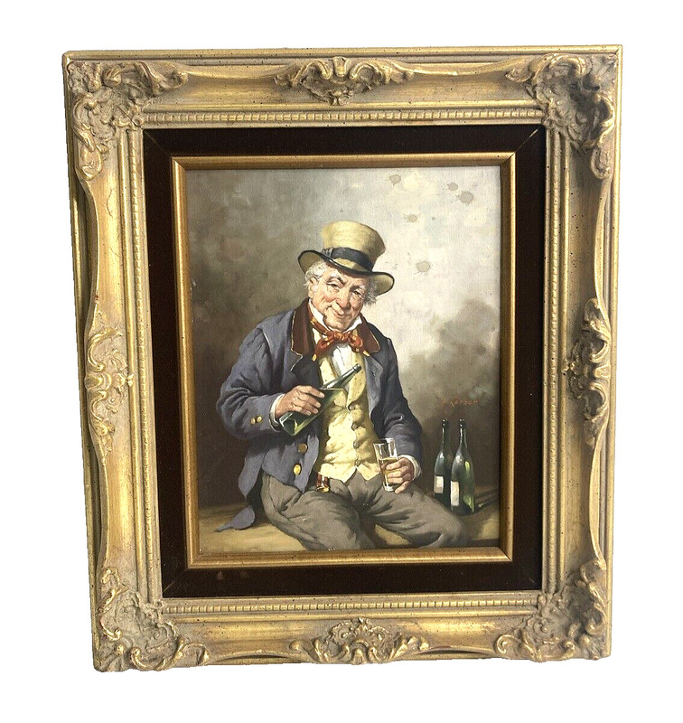 Franz Kerber (German,20C) Born 1901-1945 oil painting – Old Man Drinking
