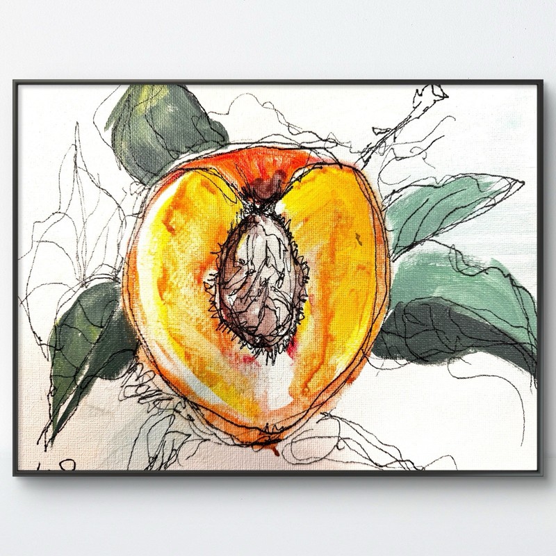 SAMATOWIC Original Abstract Expressionism Peach 8×10 Signed Kitchen Decor Art 76