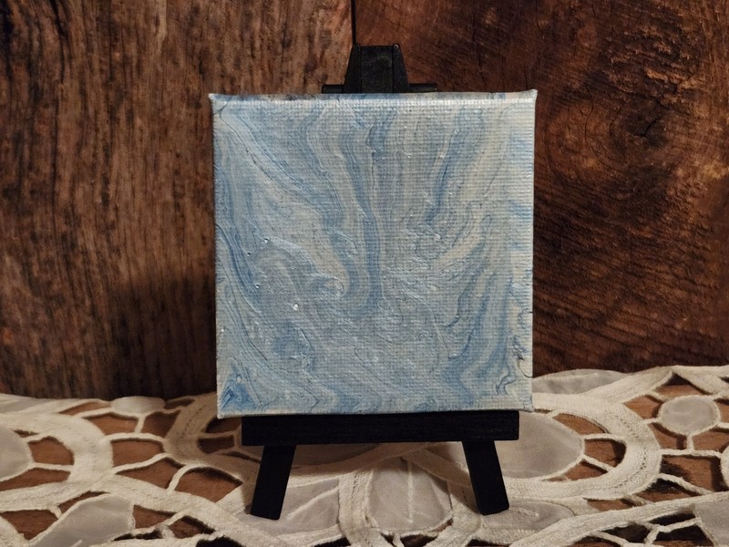 Signed Miniature Painting w/Easel & Painted Votive Holder w/ Electric Candle gallery