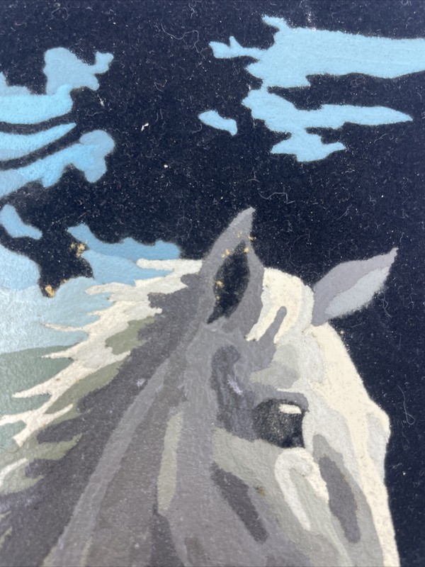 Vintage Paint By Number Horse Acrylic On Velvet 14” x 10” gallery
