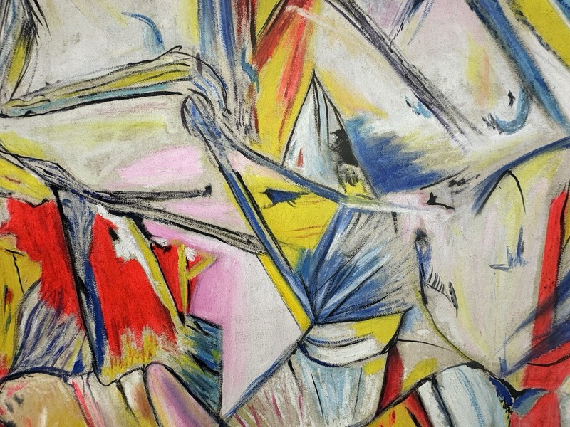 Willem de Kooning (Handmade) Oil On Canvas Signed & Stamped Painting, Vtg Art gallery