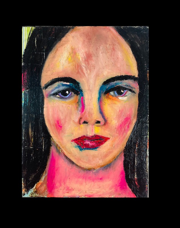 Original Oil Portrait Painting Colorful Woman Meditating Canvas Art Miz Katie
