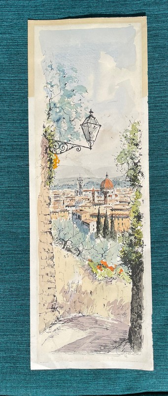 Small European Signed Landscape Town Church In Italy France