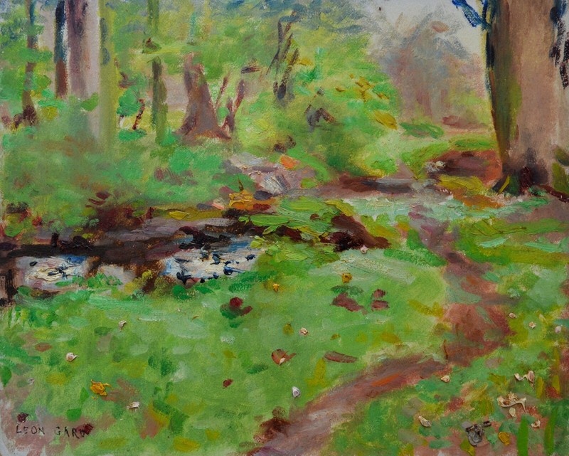 GARD LÉON (1901-1979) «Path And Pond In Underbrush» Isle Adam Tulle Paris Park