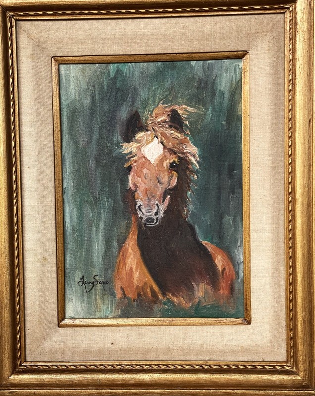 VTG c. 1960’s Textured Original O/C «Horse’s Head & Upper Body» By Lanny Sarro!