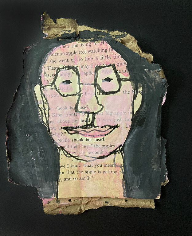 Portrait Painting Man Original Unique Naive Childlike Outsider Art Miz Katie