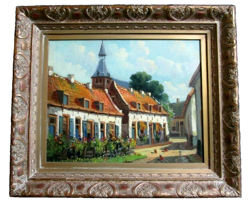 DUTCH ARTIST_E. VAN ALPHEN_WONDERFUL VILLAGE OIL PAINTING BY LISTED ARTIST