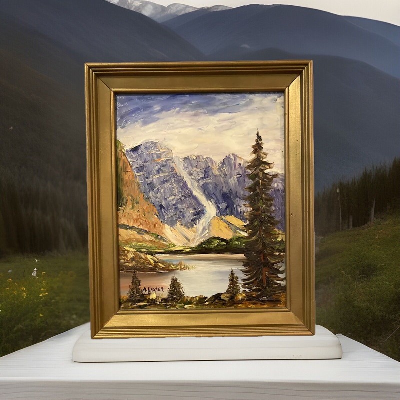 Original Painting Air Landscape Mountains Signed Kasper Framed
