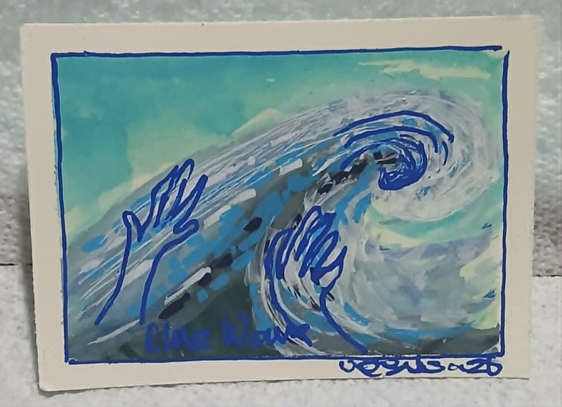 Blue Wave — OOAK Impressionist Loose Watercolor ACEO — Ocean Motion Miniature —
