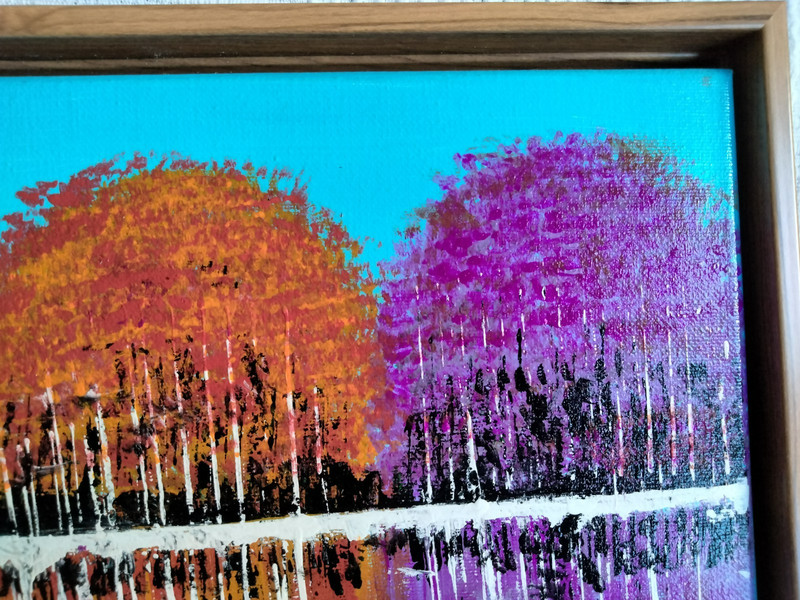 Framed Original Hand Painted Acrylic Painting on Stretched Canvas 13"x10"x1.3" gallery