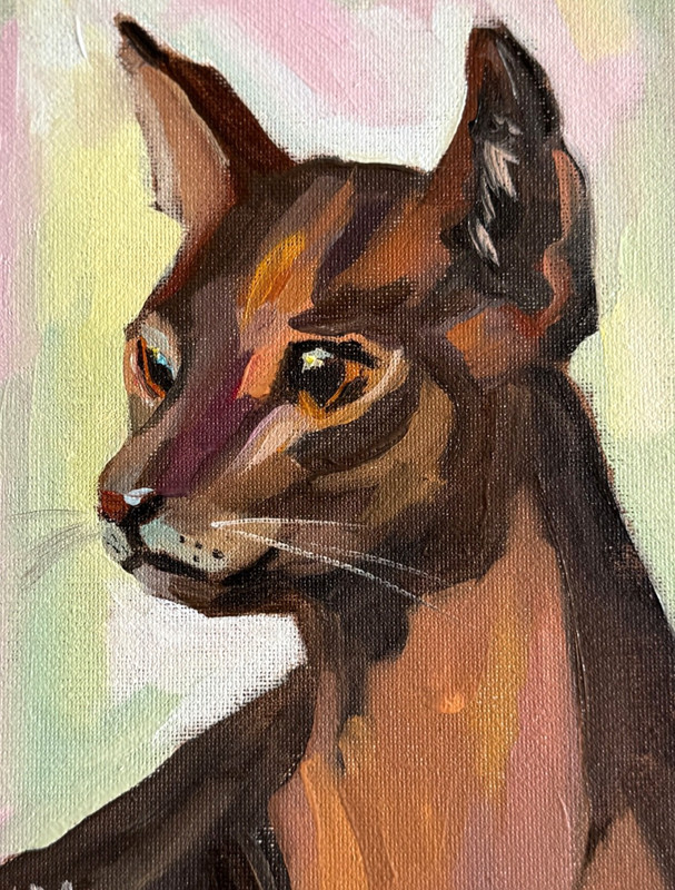 Original Cat Oil Painting Animal Pet fine Art Canvas Wildlife Decor