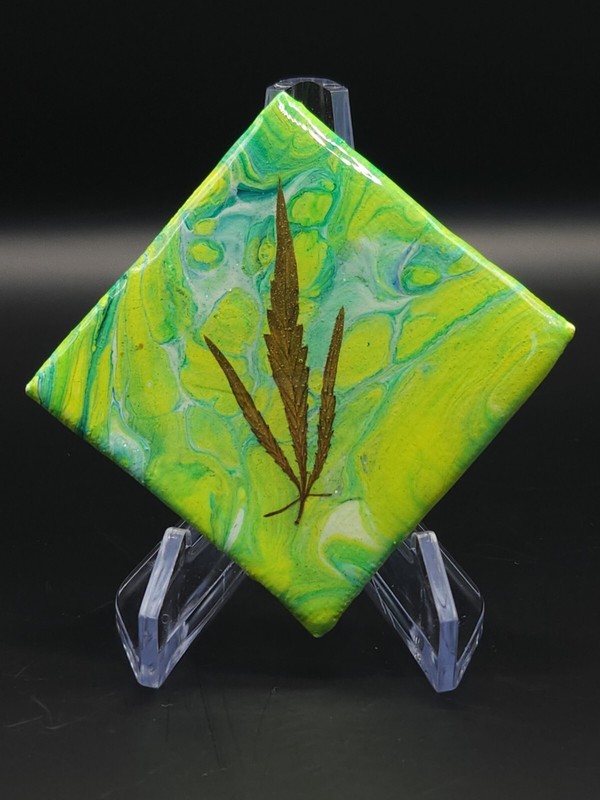 Acrylic Art Pour Painting, 100% hand-poured on Canvas With Decal & Resin Coated