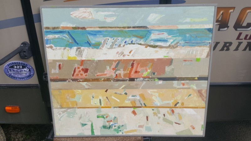 ABSTRACT MID CENTURY MODERNIST PAINTING SIGNED Ha Chong Hyun Korean artist