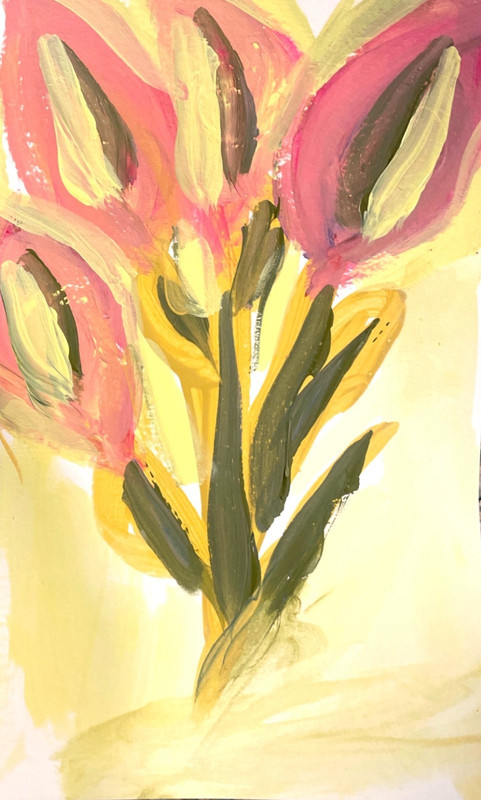 Walsh «Calla» 6 X 4 Abstract Modern Floral PAPER Art 140 lb