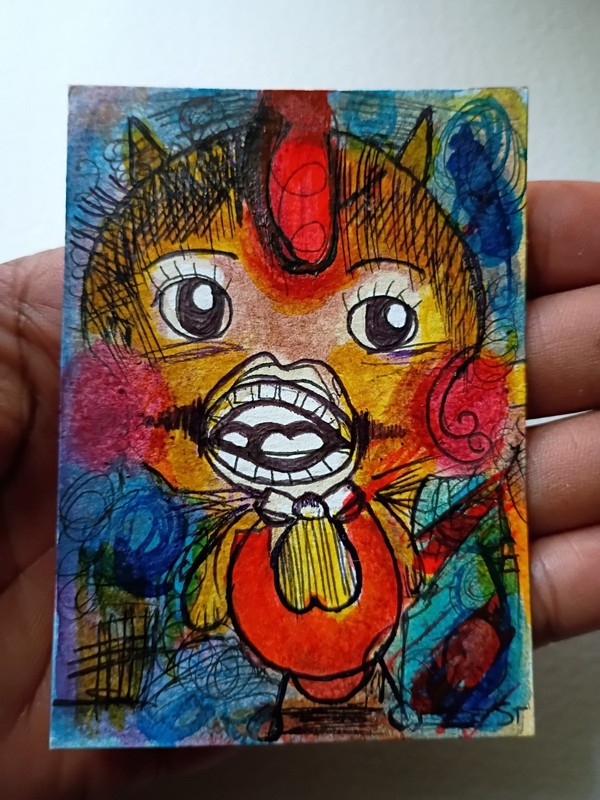 Original ACEO Abstract Mixed Media 3.5"x 2.5" Anime Artwork OOAK CH0705A gallery