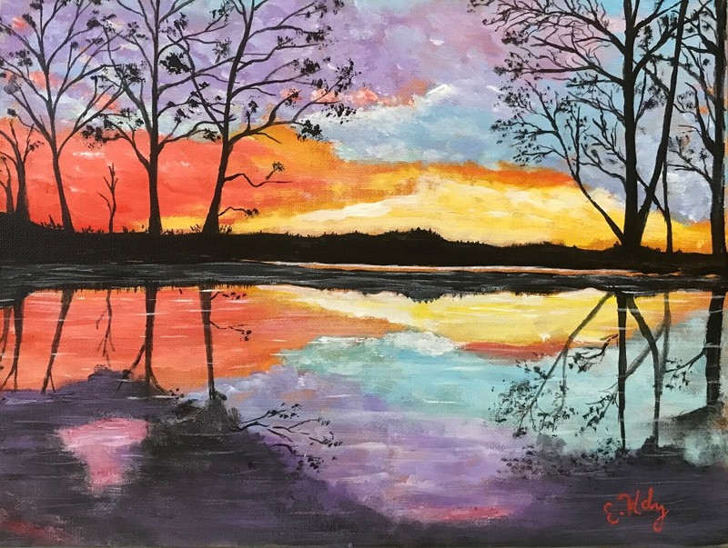Sunset Reflections – Acrylic On Canvas Panel 9 x 12