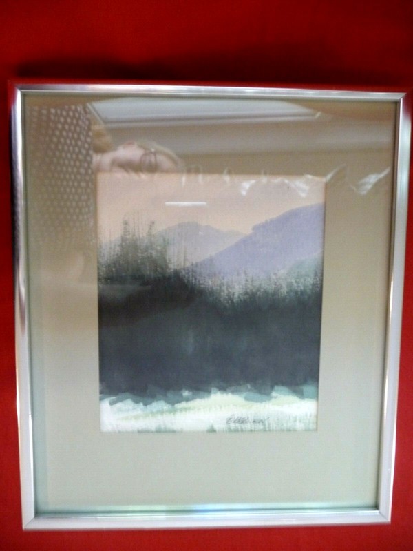 Original Painting Water Color Landscape Forrest Mountains Signed Girard Bradshaw gallery