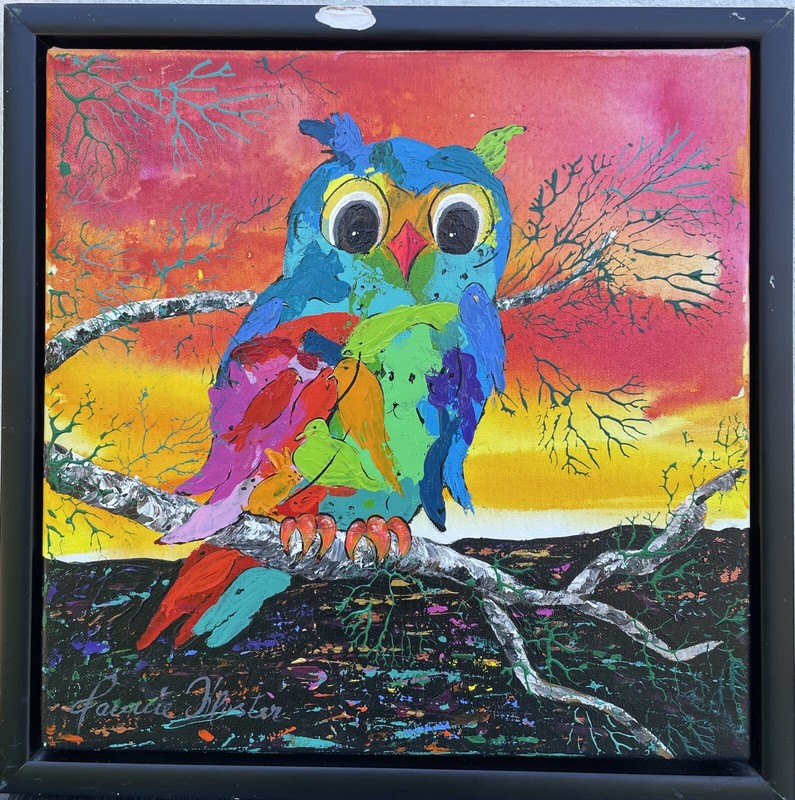 Jannie Cloister Evening Landscape Owl on a Branch Modern Art Denmark